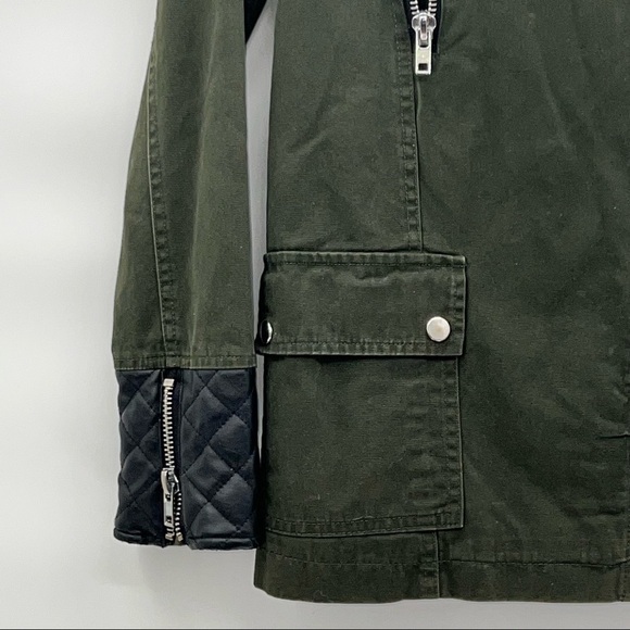 LA Hearts green black leather jacket coat size S asymetrical zip - Picture 4 of 9